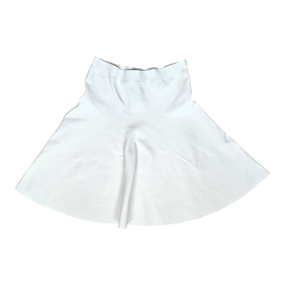 BCBGMAXAZRIA Ingrid A-Line Skirt White Fit & Flair Stretchy Skirt Sz M